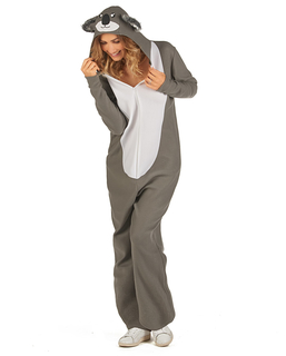  Süßes Koala-Kostüm für Damen Tier-Overall Karneval grau-weiss, fig. 1 