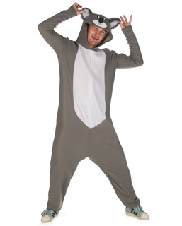  Tierisches Koala-Kostüm für Herren Tier-Overall grau-weiss, fig. 1 