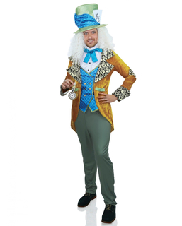  Hutmacher-Herrenkostüm für Karneval Film-Verkleidung blau-gelb, fig. 1 