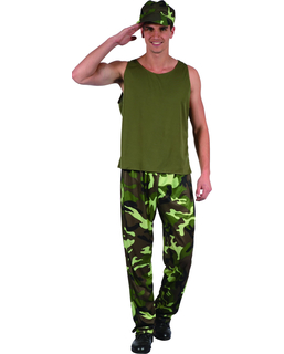  Déguisement militaire vert kaki homme, fig. 1 