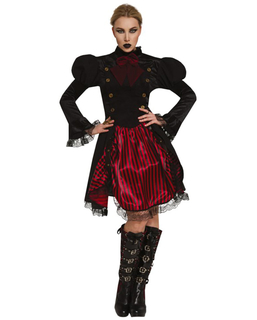  Viktorianisches Steampunk-Damenkostüm schwarz-rot, fig. 1 