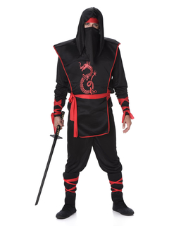  Déguisement ninja noir et rouge homme, fig. 1 