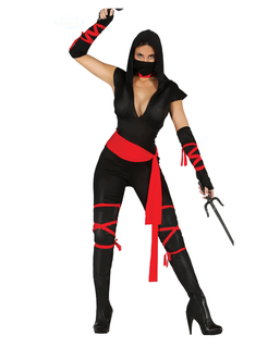  Ninja-Kriegerin Damenkostüm Drachenkriegerin schwarz-rot, fig. 1 