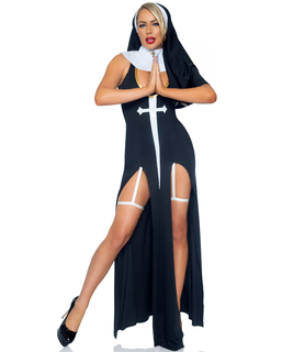  Verführerische Nonne-Damenkostüm sexy schwarz-weiß, fig. 1 