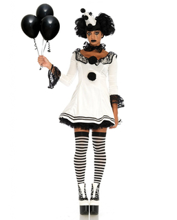  Harlekin Clown Pierrot Damenkostüm schwarz-weiss, fig. 1 