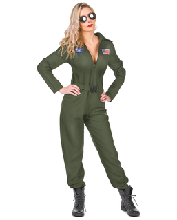  Sexy Kampfpilotin Overall für Damen Karneval khaki, fig. 1 