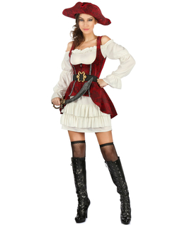  Déguisement pirate blanc et rouge femme, fig. 1 