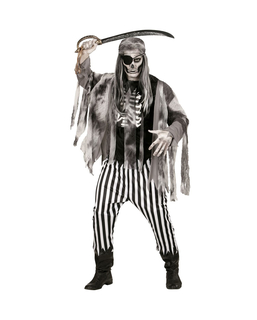  Skelett-Piratenkostüm für Herren Halloween-Kostüm schwarz-weiss-grau, fig. 1 