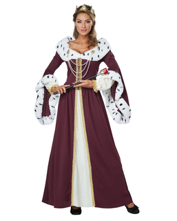  Königliches Damenkostüm für Karneval Märchen bordeaux-weiss-goldfarben, fig. 1 