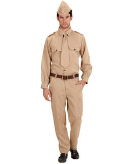  Amerikanischer Soldat Kostüm für Herren beige, fig. 1 