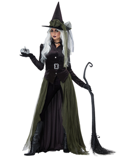  Dunkles Gothic-Hexenkostüm für Damen Halloween grün-schwarz, fig. 1 