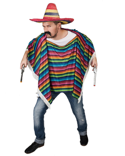  Poncho de Mexicain multicolore à franges adulte, fig. 1 