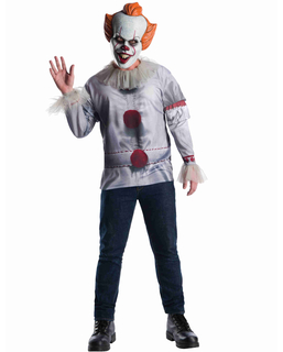  Es™-Kostüm-Set für Herren Horror-Figur weiss-rot-grau, fig. 1 