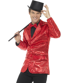  Disco-Jacke für Herren mit Pailletten in rot, fig. 1 