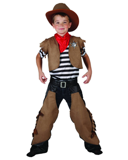  Western Cowboy-Kostüm für Jungen braun-weiss, fig. 1 