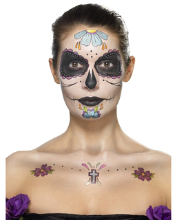  Kit maquillage fleurs bleues femme Dia de los muertos, fig. 1 