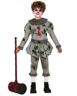  Blutiges Horrorclown-Kostüm für Jungen Halloween grau, fig. 1 