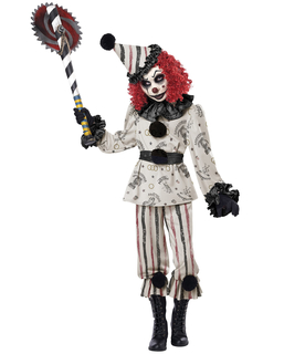  Schauriges Clown-Kostüm für Kinder Halloween-Verkleidung schwarz-weiss-rot, fig. 1 