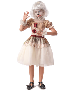  Gruseliges Clown-Kostüm für Mädchen Halloween weiss-beige rot, fig. 1 