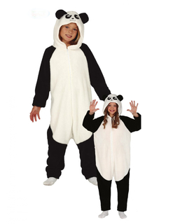  Panda-Kostüm Tier-Overall Einteiler für Kinder weiss-schwarz, fig. 1 