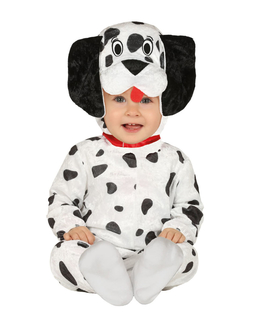  Dalmatiner-Babykostüm für Karneval Tier-Overall schwarz-weiss, fig. 1 