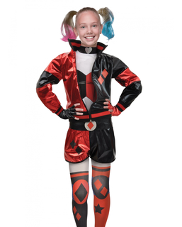  Harley Quinn™-Mädchenkostüm Antiheldin rot-schwarz-weiss, fig. 1 