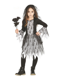  Düsteres Gothic-Brautkostüm für Mädchen Halloween schwarz-weiss, fig. 1 