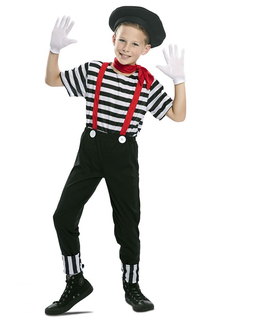  Pantomime-Kinderkostüm für Jungen Karnevals-Verkleidung schwarz-weiss-rot, fig. 1 