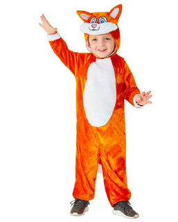  Lustiges Fuchs-Kostüm für Kinder Tier-Overall für Fasching orange-weiss, fig. 1 