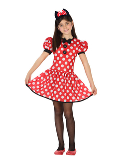  Mauskostüm für Mädchen gepunktetes Kleid für Fasching rot-weiss, fig. 1 