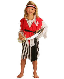  Piraten-Mädchen-Kostüm für Fasching schwarz-weiss-rot, fig. 1 