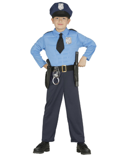  Polizist-Kostüm für Jungen Uniform blau-schwarz, fig. 1 