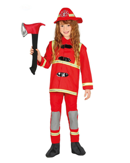  Tapferer Feuerwehrmann-Mädchenkostüm für Karneval rot-schwarz-gelb, fig. 1 