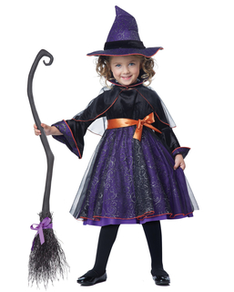  Süsse Hexe Kostüm für Kinder Halloweenkostüm violett-schwarz-orange, fig. 1 