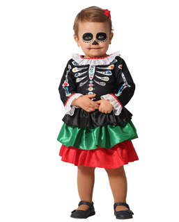  Dia de los muertos-Skelettkostüm für Mädchen Kostüm für Kleinkinder bunt, fig. 1 