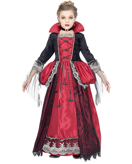  Pompöses Vampirkostüm für Mädchen Halloween-Verkleidung schwarz-rot, fig. 1 