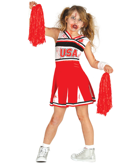  Cheerleader-Halloweenkostüm für Mädchen rot-schwarz-weiss, fig. 1 