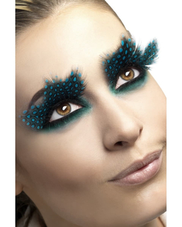  Faux cils plumes noires à pois bleus adulte, fig. 1 