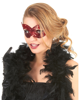  Rote venezianische Halbmaske mit Pailletten für Erwachsene, fig. 1 