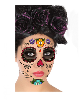  Tag der Toten-Gesichts-Tattoos Sugar Skull Aufkleber bunt, fig. 1 