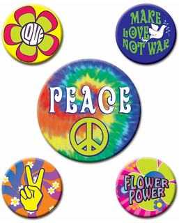  5 Badges 60's Hippies 3,5 à 6 cm, fig. 1 