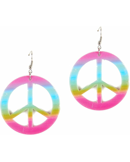  Boucles d'oreilles peace et love multicolores plastique adulte, fig. 1 