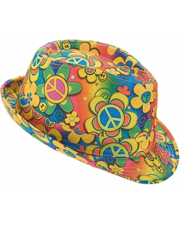  Chapeau borsalino hippie à fleurs adulte, fig. 1 