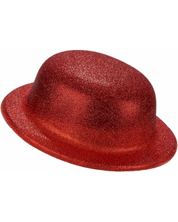  Chapeau melon plastique pailleté rouge adulte, fig. 1 