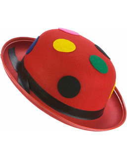  Chapeau melon rouge clown à pois adulte, fig. 1 