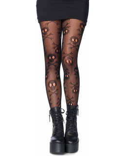  Halloween Strumpfhose Totenkopf für Damen, fig. 1 