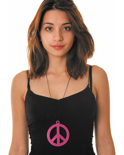  Collier pendentif peace rose fluo adulte, fig. 1 