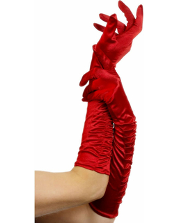  Gants mi-longs satinés rouges avec plis femme, fig. 1 