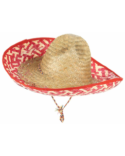  Sombrero Mexicain rouge et paille Adulte, fig. 1 