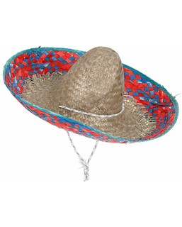  Sombrero Mexicain bordure rouge et bleu adulte, fig. 1 